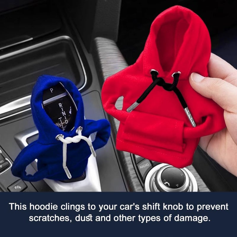 Lecctso Car Shift Knob Hoodie, Fashionable Sweater Hoodie Auto Gear Shift Knob Protector, Universal Car Interior Accessories Funny Car Shift Knob Cover for Car Truck SUV (Red) - Image 5